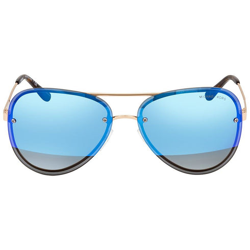 Michael Kors La Jolla Block Cobalt Mirror Pilot Sunglasses MK1026-1116F3 Gold 59-13-135